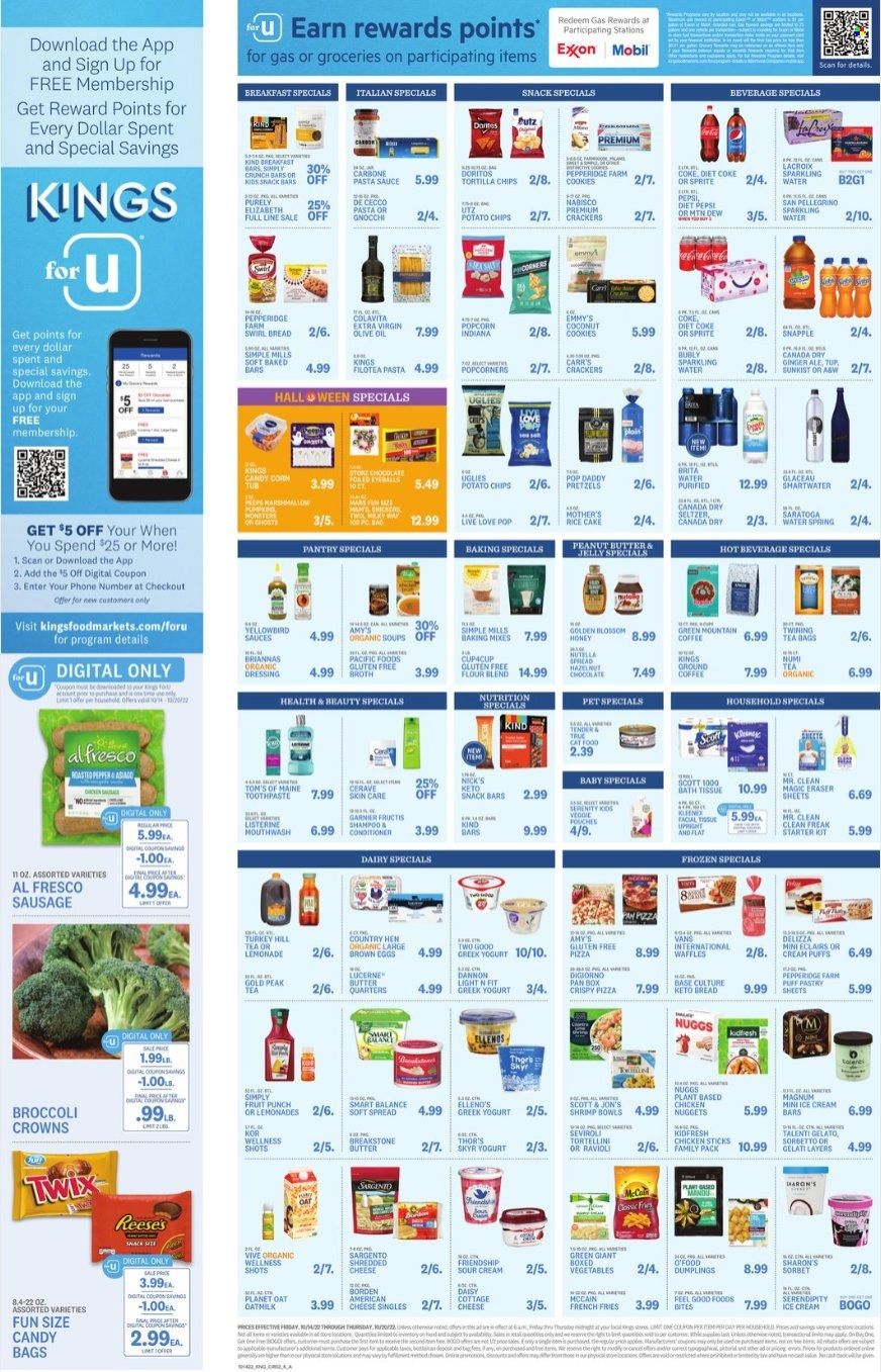 Kings Food Markets (CT, NJ, NY) Weekly Ad Flyer Specials October 14 to October 20, 2022