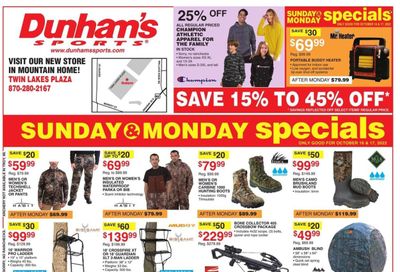 Dunham's Sports (AR) Weekly Ad Flyer Specials October 15 to October 20, 2022