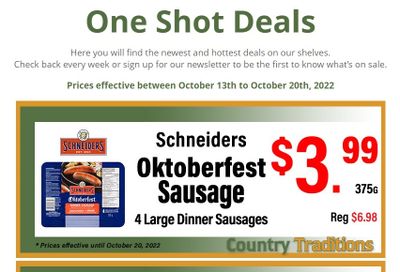 Country Traditions One-Shot Deals Flyer October 13 to 20
