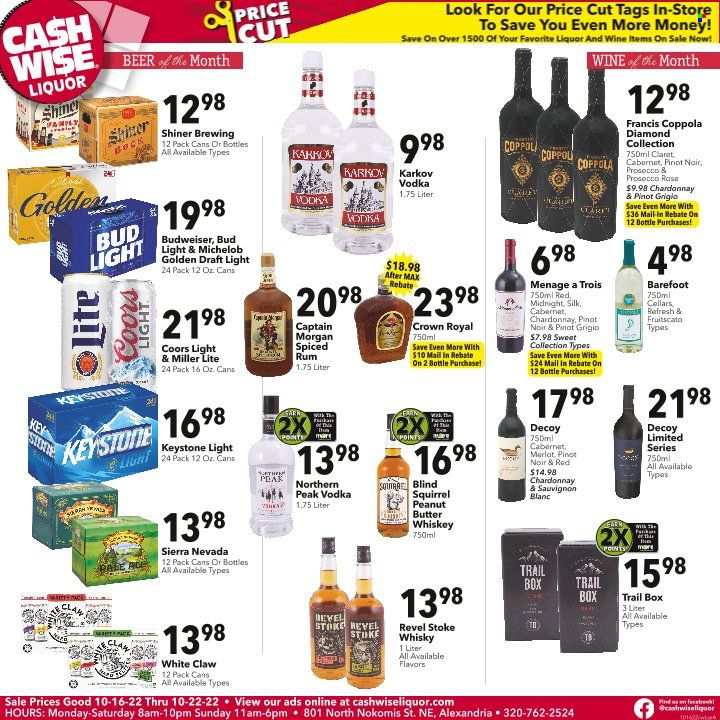 Cash Wise Liquor Only (MN) Weekly Ad Flyer Specials October 16 to October 22, 2022
