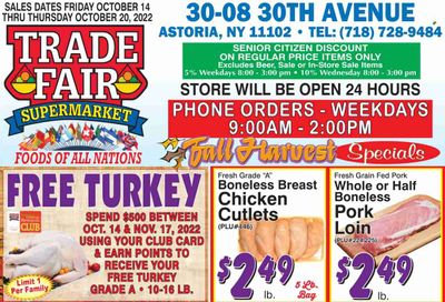 Trade Fair Supermarket (NY) Weekly Ad Flyer Specials October 14 to October 20, 2022