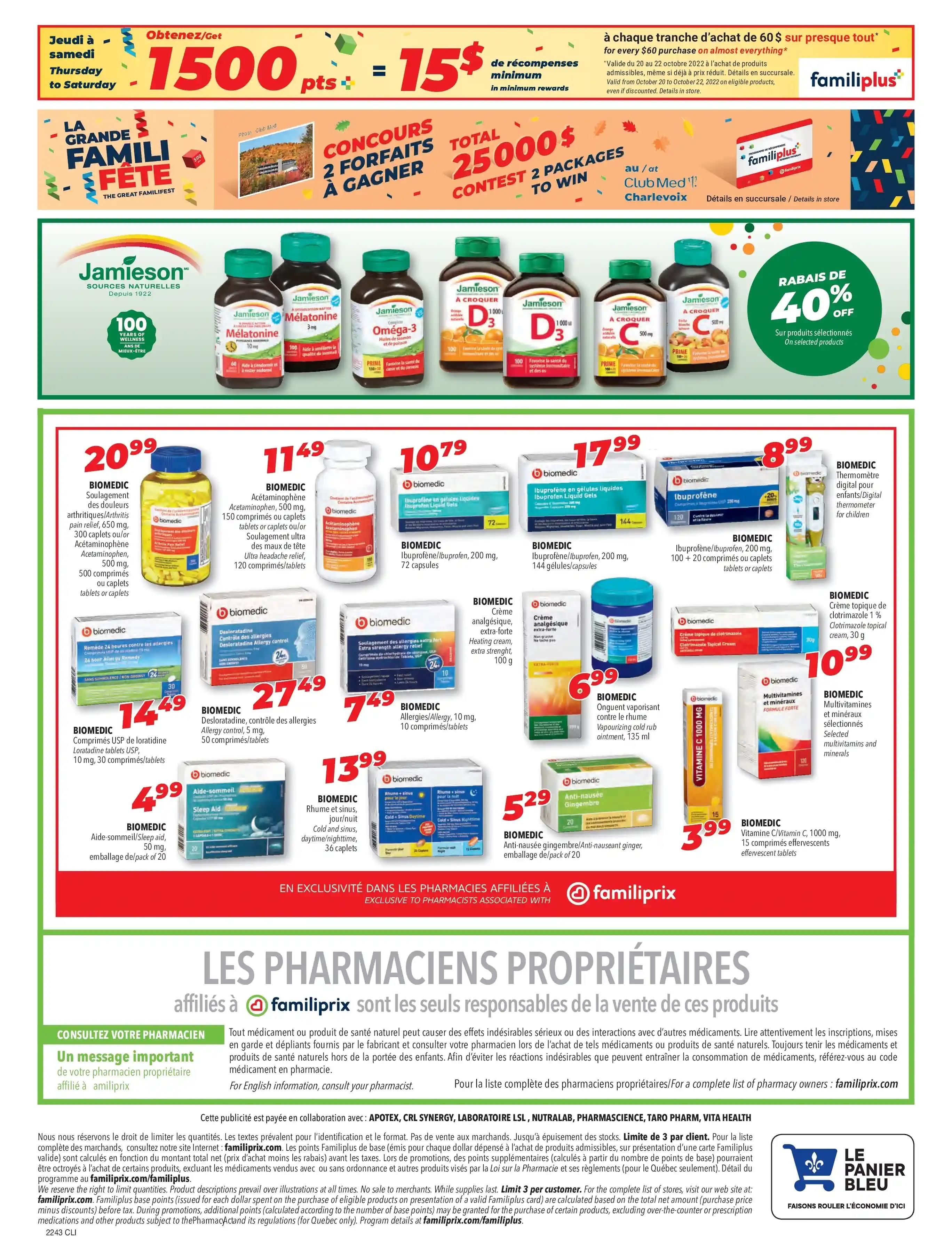 Familiprix Clinique Flyer October 20 to 26