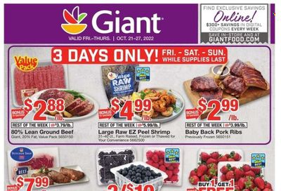 Giant Food (DE, MD, VA) Weekly Ad Flyer Specials October 21 to October 27, 2022