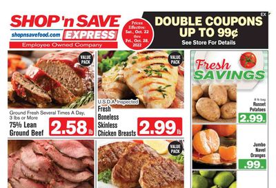 Shop ‘n Save Express (MD, PA, WV) Weekly Ad Flyer Specials October 22 to October 28, 2022