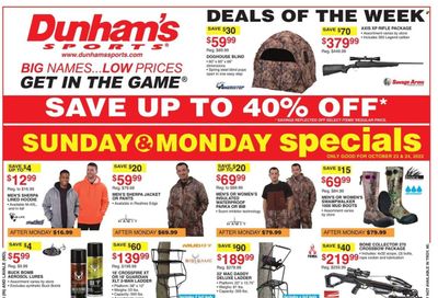 Dunham's Sports Weekly Ad Flyer Specials October 22 to October 27, 2022