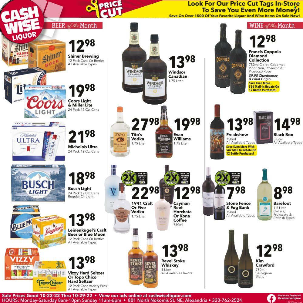 Cash Wise Liquor Only (MN) Weekly Ad Flyer Specials October 23 to October 29, 2022