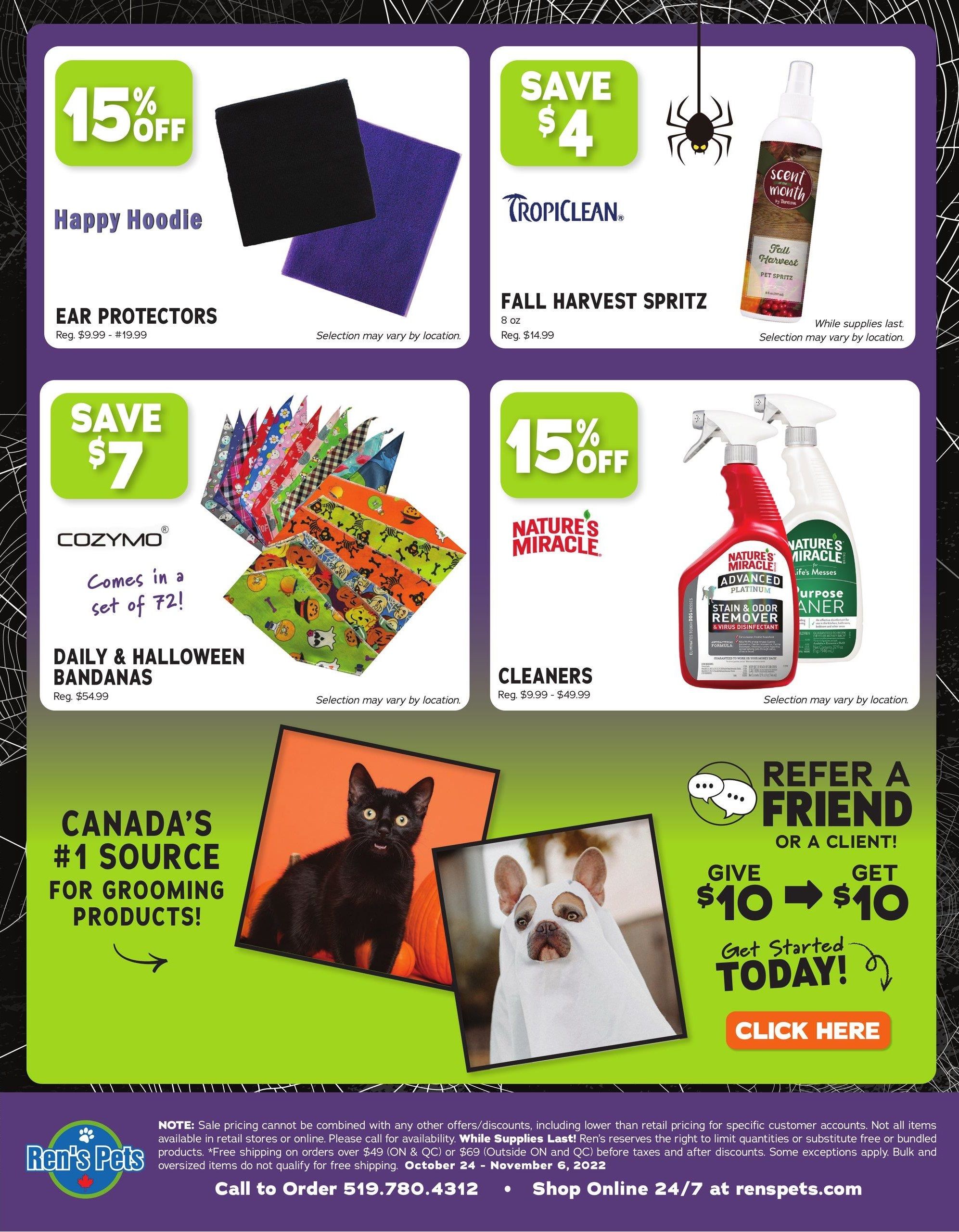 Ren's Pets Spooky Clean Grooming Sale Flyer October 24 to November 6