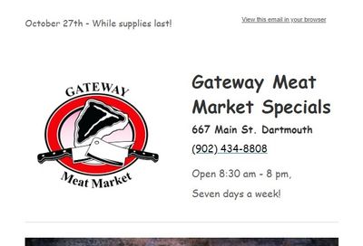 Gateway Meat Market Flyer October 27 to November 2