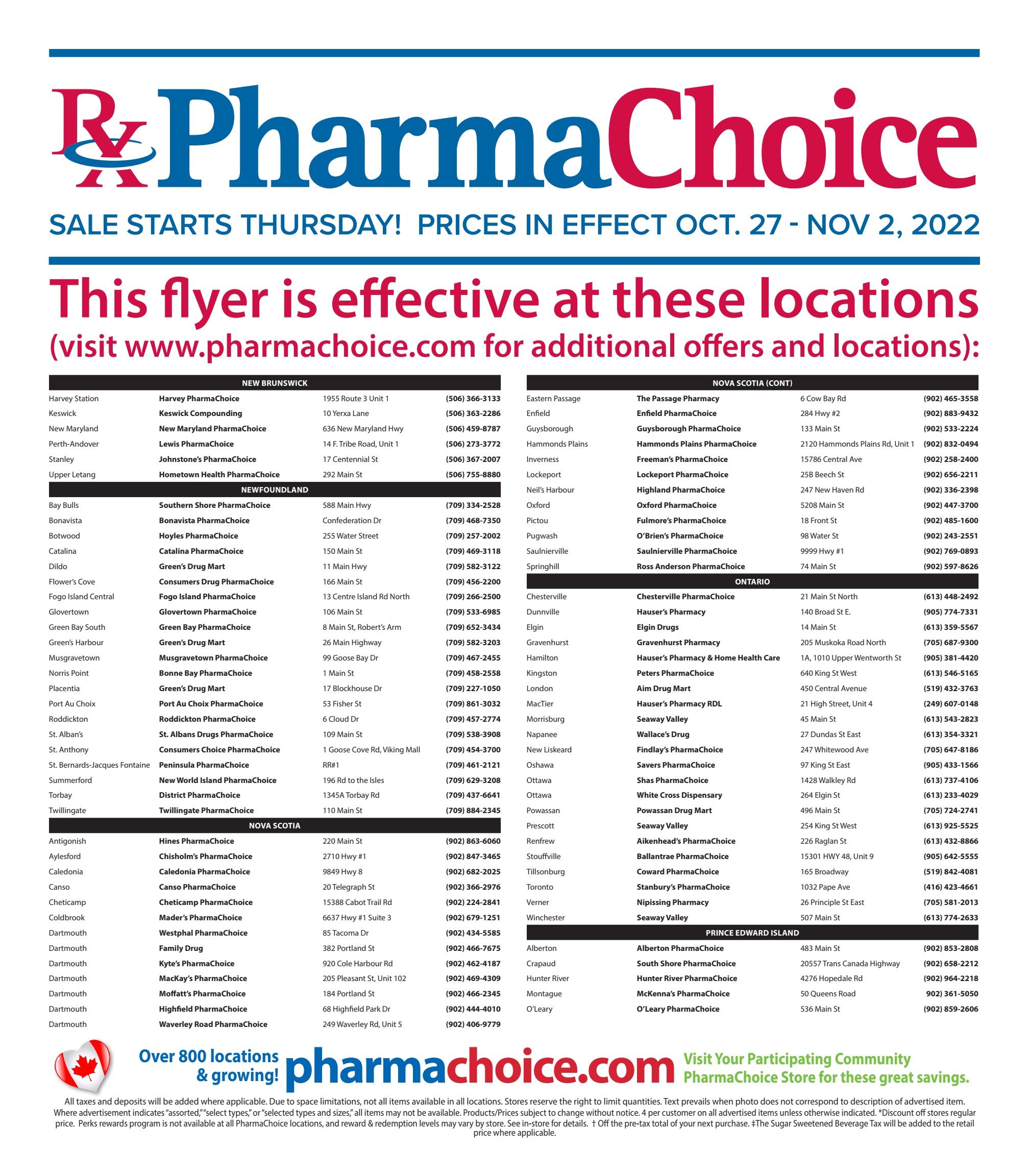 PharmaChoice (ON & Atlantic) Flyer October 27 to November 2