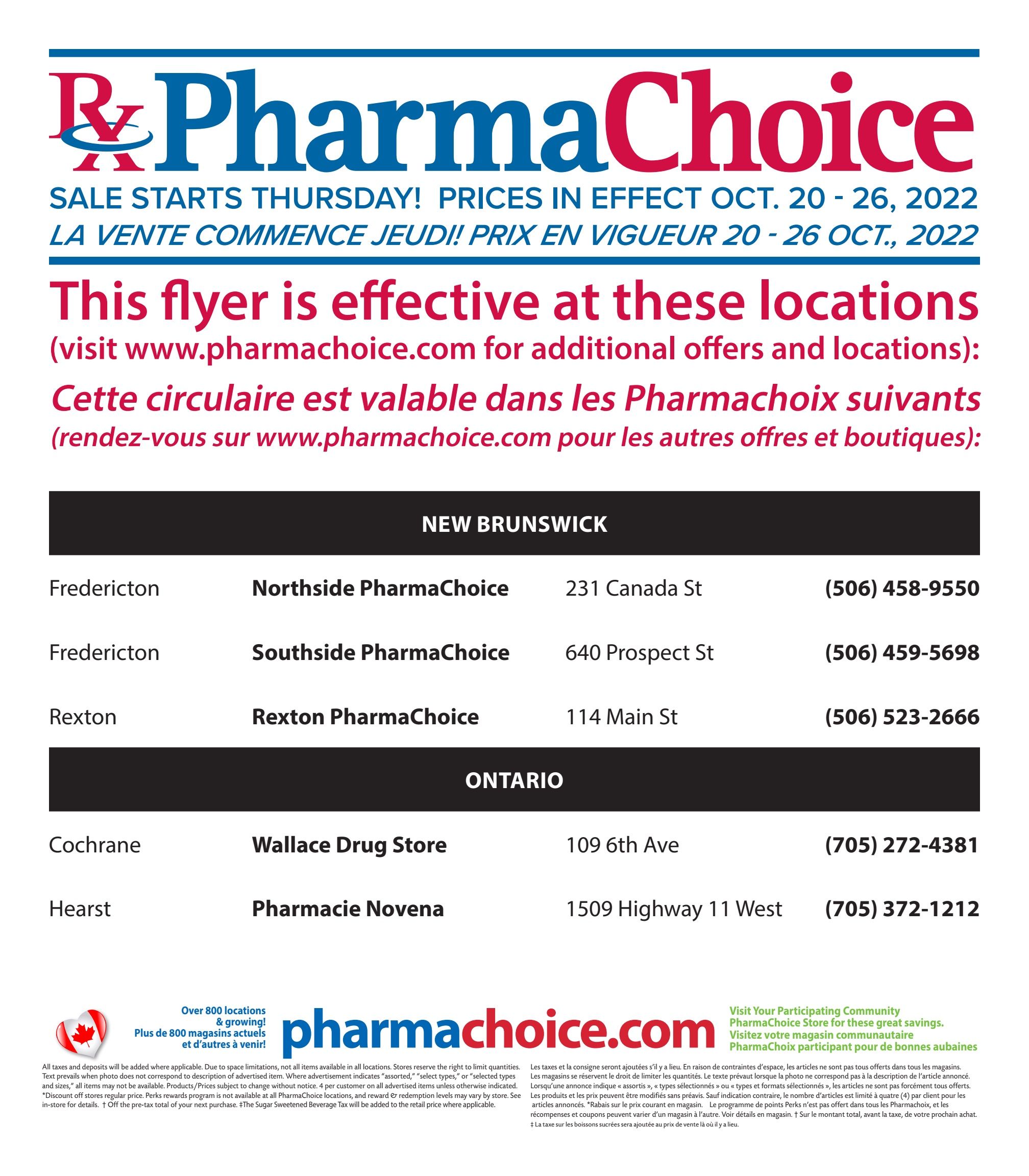 PharmaChoice (NB) Flyer October 27 to November 2