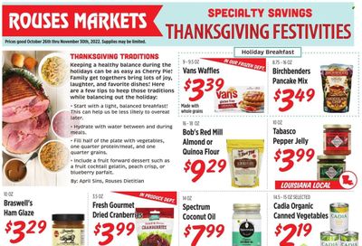 Rouses Markets (AL, LA, MS) Weekly Ad Flyer Specials October 26 to November 30, 2022