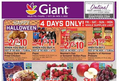 Giant Food (DE, MD, VA) Weekly Ad Flyer Specials October 28 to November 3, 2022