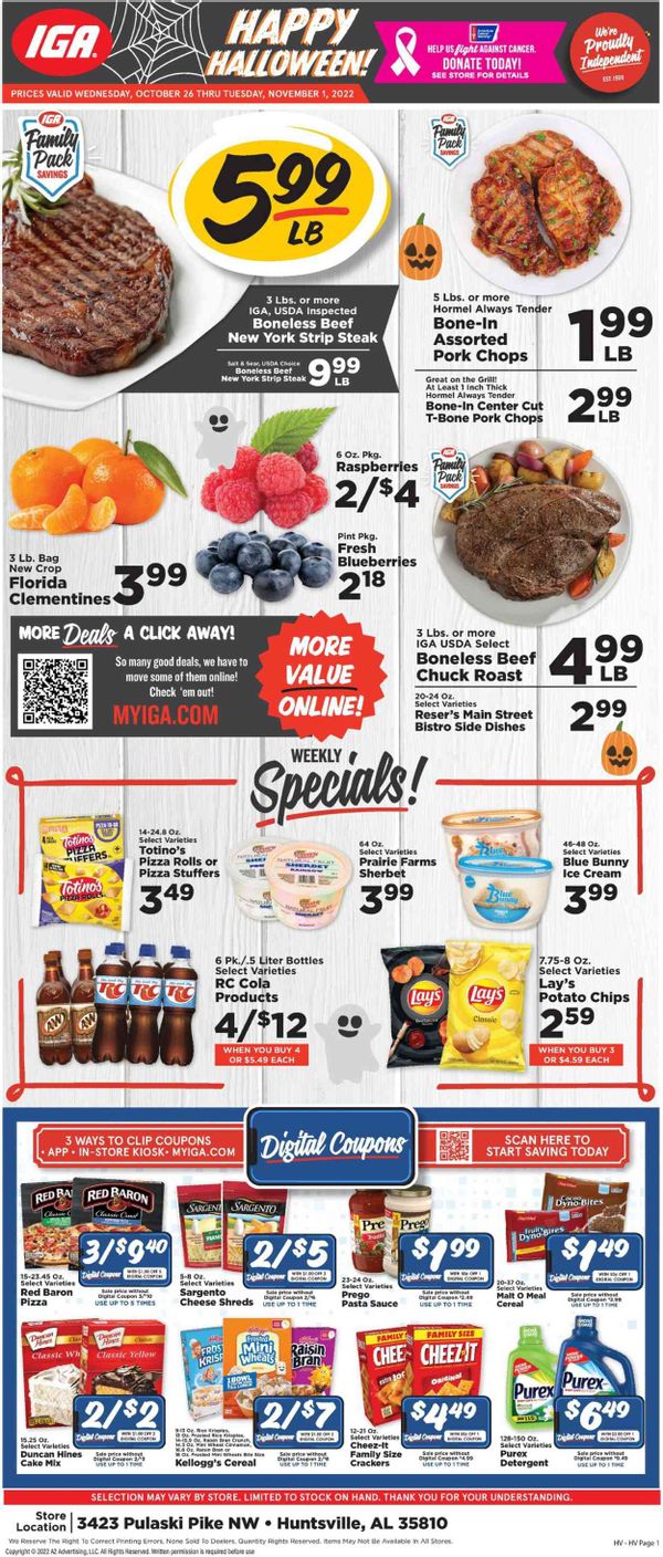 IGA (AL) Weekly Ad Flyer Specials October 26 to November 1, 2022