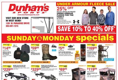 Dunham's Sports (WI) Weekly Ad Flyer Specials October 29 to November 3, 2022