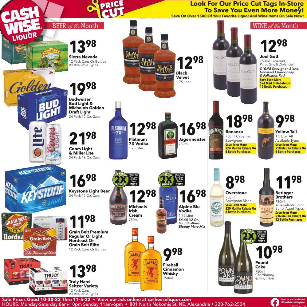 Cash Wise Liquor Only (MN) Weekly Ad Flyer Specials October 30 to November 5, 2022