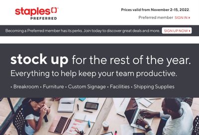 Staples Stock Up Essentials Flyer November 2 to 15