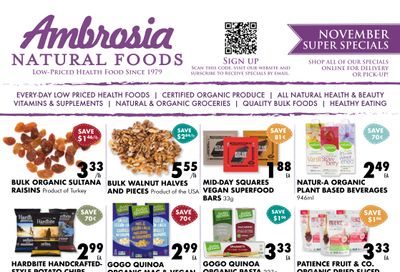 Ambrosia Natural Foods Flyer November 1 to 30