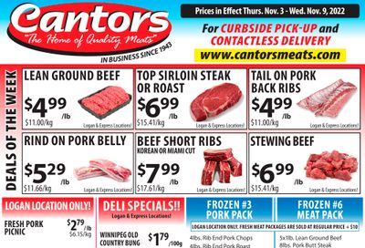 Cantor's Meats Flyer November 3 to 9