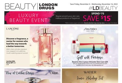 London Drugs Luxury Beauty Event Flyer November 4 to 16