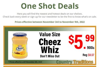 Country Traditions One-Shot Deals Flyer November 3 to 9