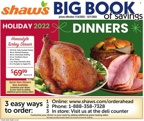 Shaw’s (MA, ME, NH, RI, VT) Weekly Ad Flyer Specials November 4 to