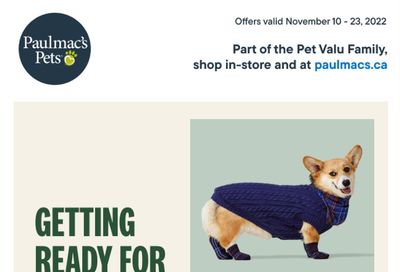 Paulmac's Pets Flyer November 10 to 23