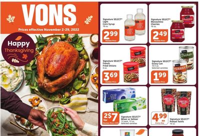 Vons (CA) Weekly Ad Flyer Specials November 2 to November 29, 2022