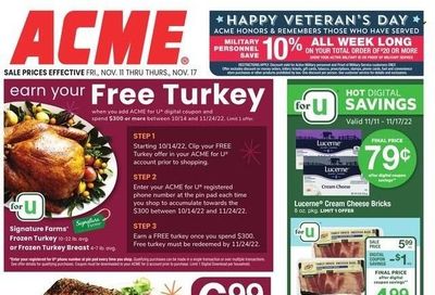 ACME (DE, NJ, NY, PA) Weekly Ad Flyer Specials November 11 to November 17, 2022
