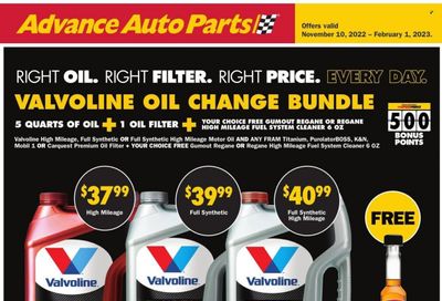 Advance Auto Parts Weekly Ad Flyer Specials November 10 to February 15, 2023