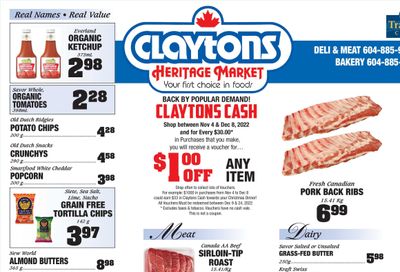 Claytons Heritage Market Flyer November 11 to 17