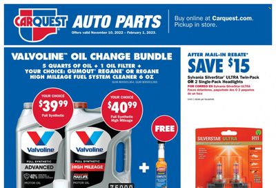 Carquest Weekly Ad Flyer Specials November 10 to February 1, 2023