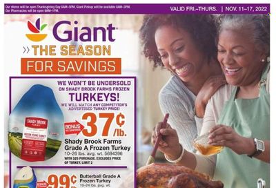 Giant Food (DE, MD, VA) Weekly Ad Flyer Specials November 11 to November 17, 2022