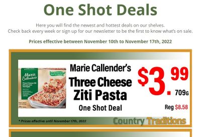 Country Traditions One-Shot Deals Flyer November 10 to 17