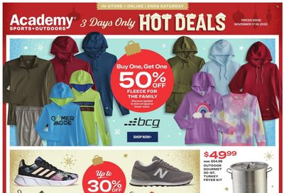 Academy Sports + Outdoors Weekly Ad Flyer Specials November 17 to November 19, 2022