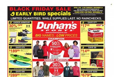 Dunham's Sports (AR, MI, MN, MO, NE, PA, SD) Weekly Ad Flyer Specials November 24 to December 1, 2022