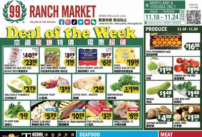 99 Ranch Market (10, MD) Weekly Ad Flyer Specials November 18 to November 24, 2022