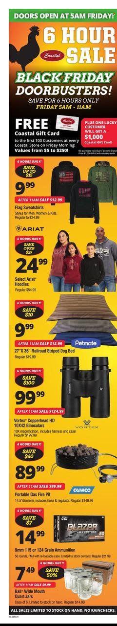 Coastal Farm & Ranch Weekly Ad Flyer Specials November 25 to November 27, 2022