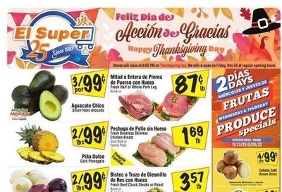 El Super (CA, NM, NV, TX) Weekly Ad Flyer Specials November 23 to November 29, 2022