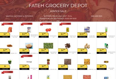 Fateh Grocery Depot Flyer November 24 to 30