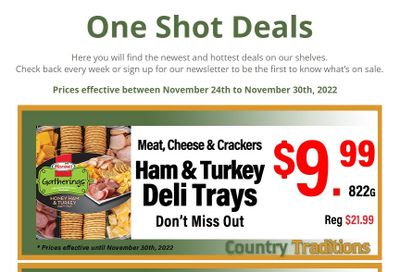 Country Traditions One-Shot Deals Flyer November 24 to 30