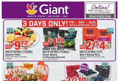 Giant Food (DE, MD, VA) Weekly Ad Flyer Specials November 25 to December 1, 2022
