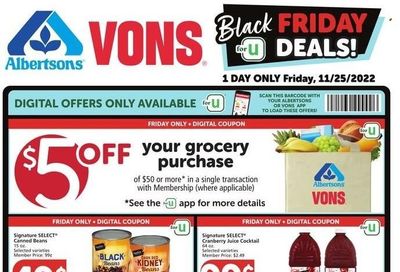 Vons (CA) Weekly Ad Flyer Specials November 25 to November 29, 2022