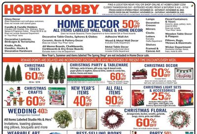 Hobby Lobby Weekly Ad Flyer Specials November 24 to November 26, 2022