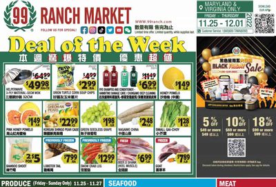 99 Ranch Market (10, MD) Weekly Ad Flyer Specials November 25 to December 1, 2022