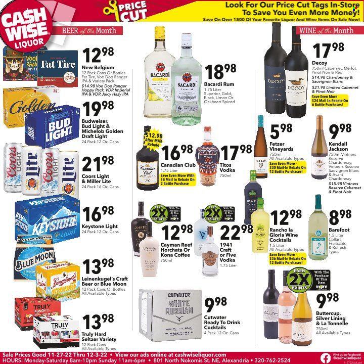 Cash Wise Liquor Only (MN) Weekly Ad Flyer Specials November 27 to December 3, 2022