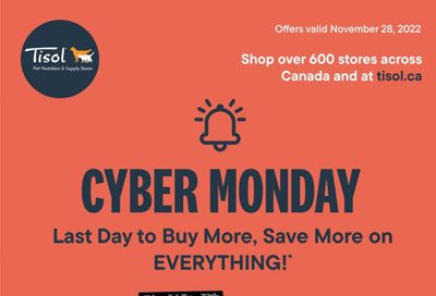 Tisol Pet Nutrition & Supply Stores Cyber Monday Flyer November 28