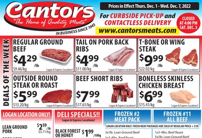 Cantor's Meats Flyer December 1 to 7