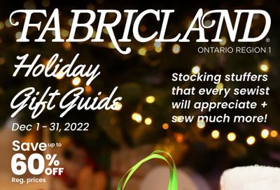 Fabricland (ON) Holiday Gift Guide Flyer December 1 to 31