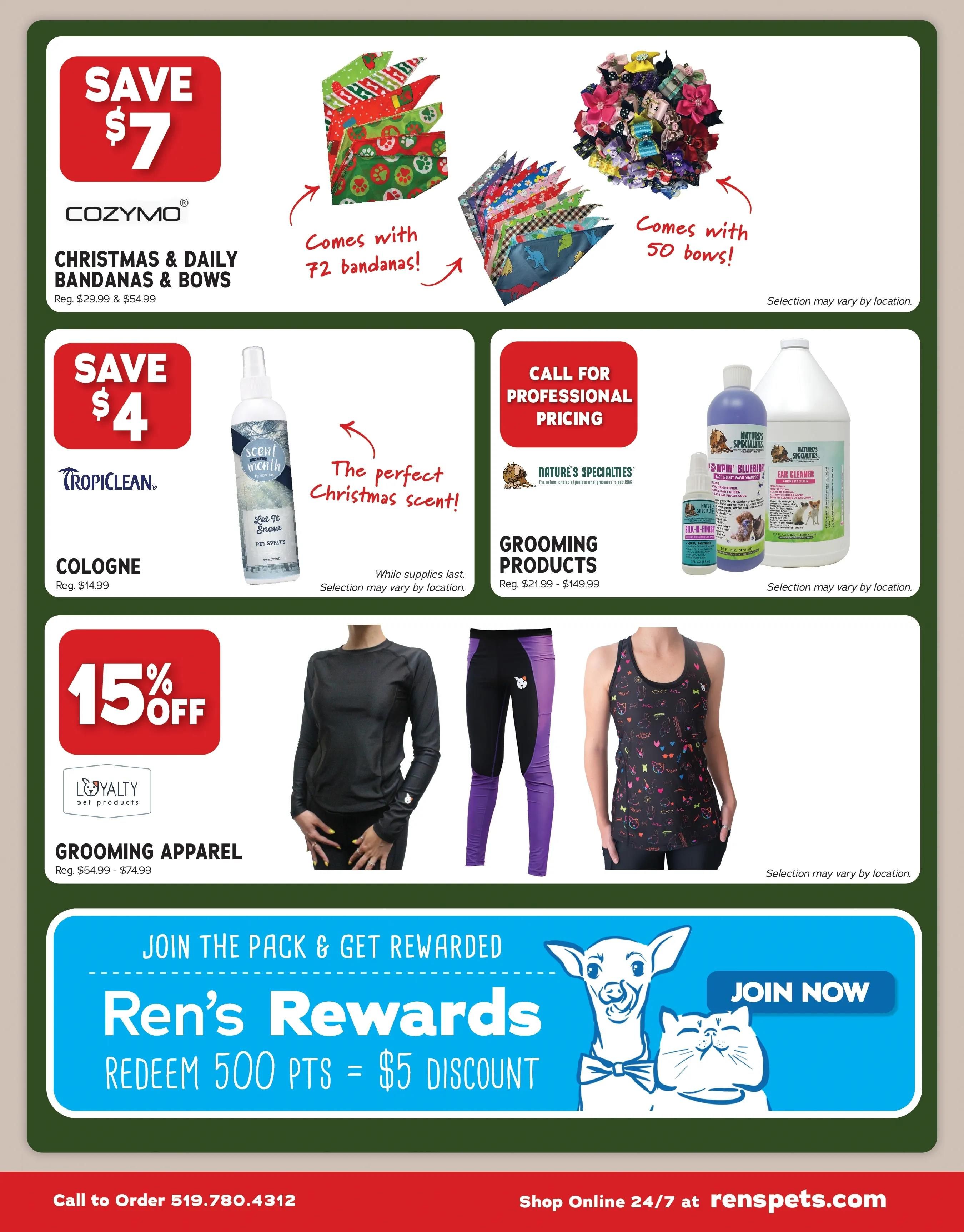Ren's Pets Holiday Glam Groomers Sale Flyer December 5 to 24