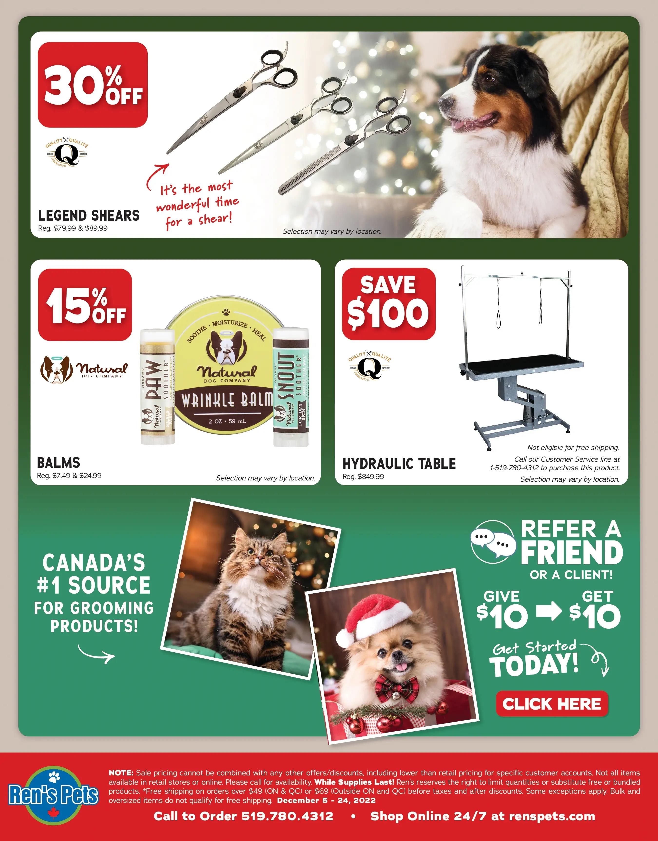 Ren's Pets Holiday Glam Groomers Sale Flyer December 5 to 24